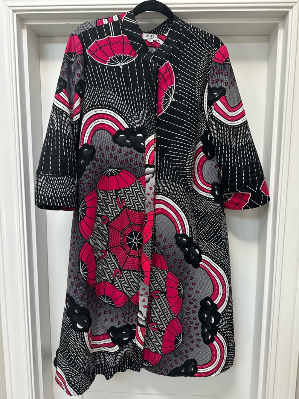 Zuri Kenya pink black umbrella pattern dress size xl